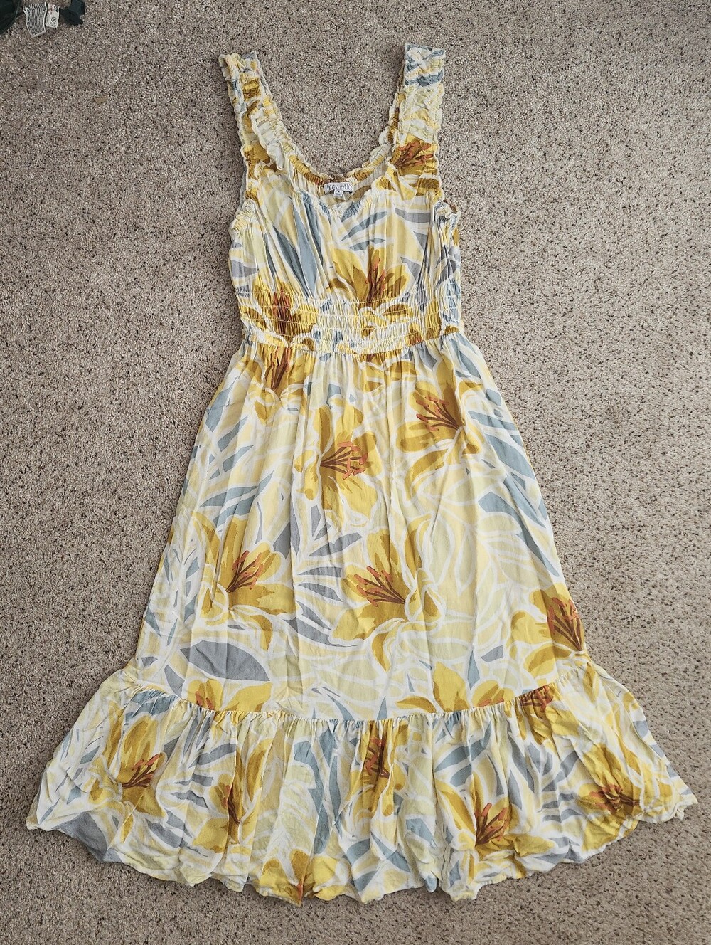 Patrons of Peace Yellow and Light Blue Floral Maxi Dress